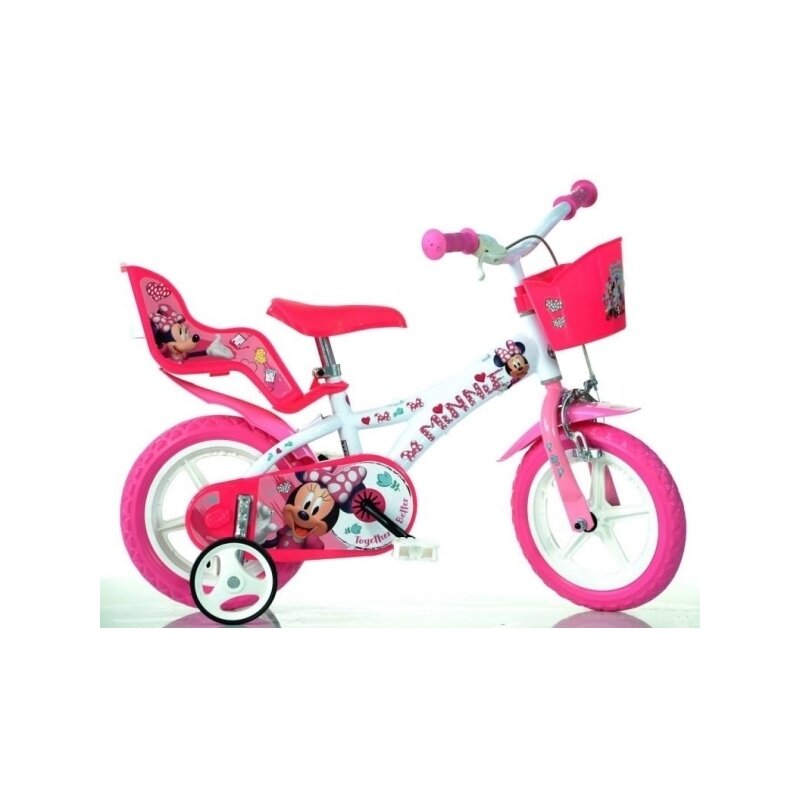 Dino Bikes - Bicicleta cu pedale 612MM , Minnie Mouse, 12 , Cu roti ajutatoare