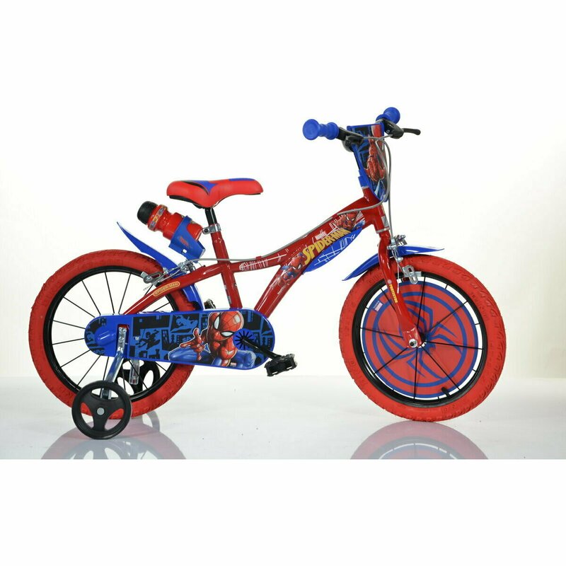 Dino bikes - bicicleta cu pedale 616sm , spiderman, 16 , cu roti ajutatoare