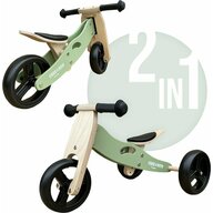 Bicicleta/tricicleta fara pedale, Free2Move, Din lemn, 2 in 1, Functie de bicicleta echilibru, Scaun reglabil, Roti ajustabile, Manere antiderapante, Varsta 1-3 ani, Conform cu standardele europene EN71-1;2018,  EN71-2:2020, EN71-3:2021, Mint, Resigilat