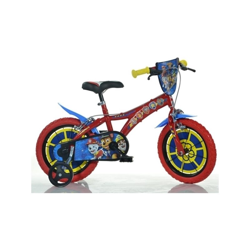 Dino bikes - bicicleta cu pedale , paw patrol, 14 , cu roti ajutatoare, multicolor