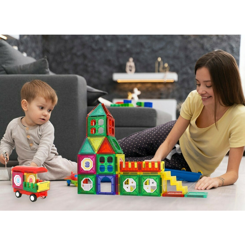 Blocuri magnetice educative set de 110 elemente malplay
