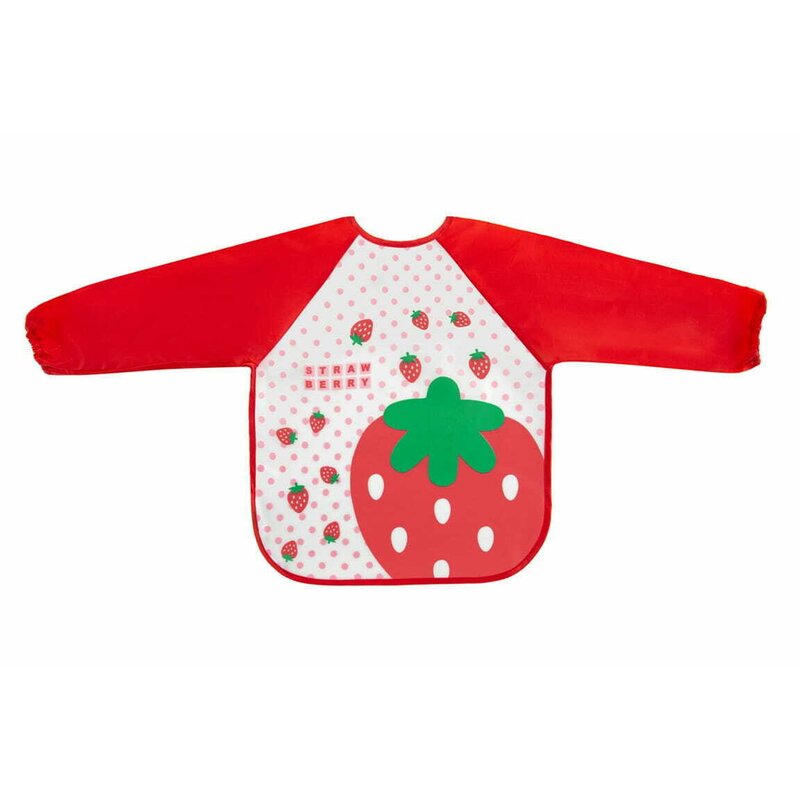 Bocioland - baveta impermeabila, cu maneci lungi, strawberry