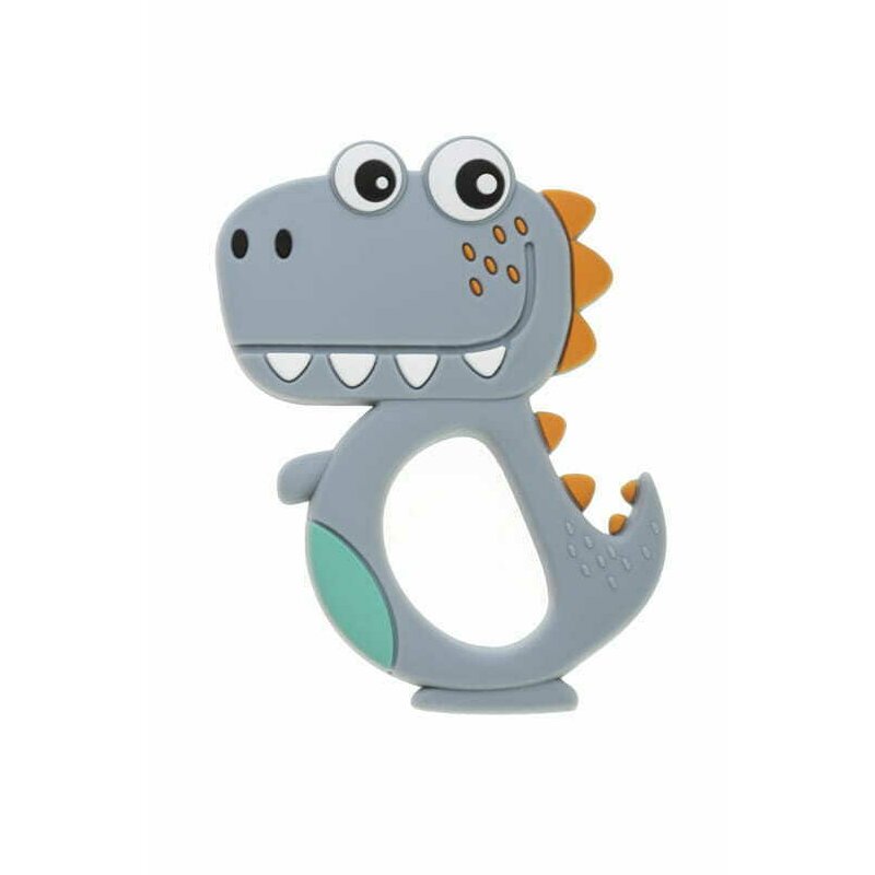 Bocioland - jucarie de dentitie din silicon, dino, gri
