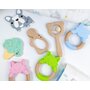 Jucarie de dentitie, Bocioland, Din silicon si lemn, Usor de prins, Bpa Free, Vulpe, Verde - 4