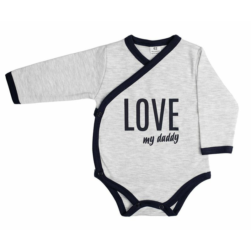 Body cu maneca lunga, Love my daddy, Material certificat Oeko Tex Standard 100, Din bumbac, Marime 62, Grey