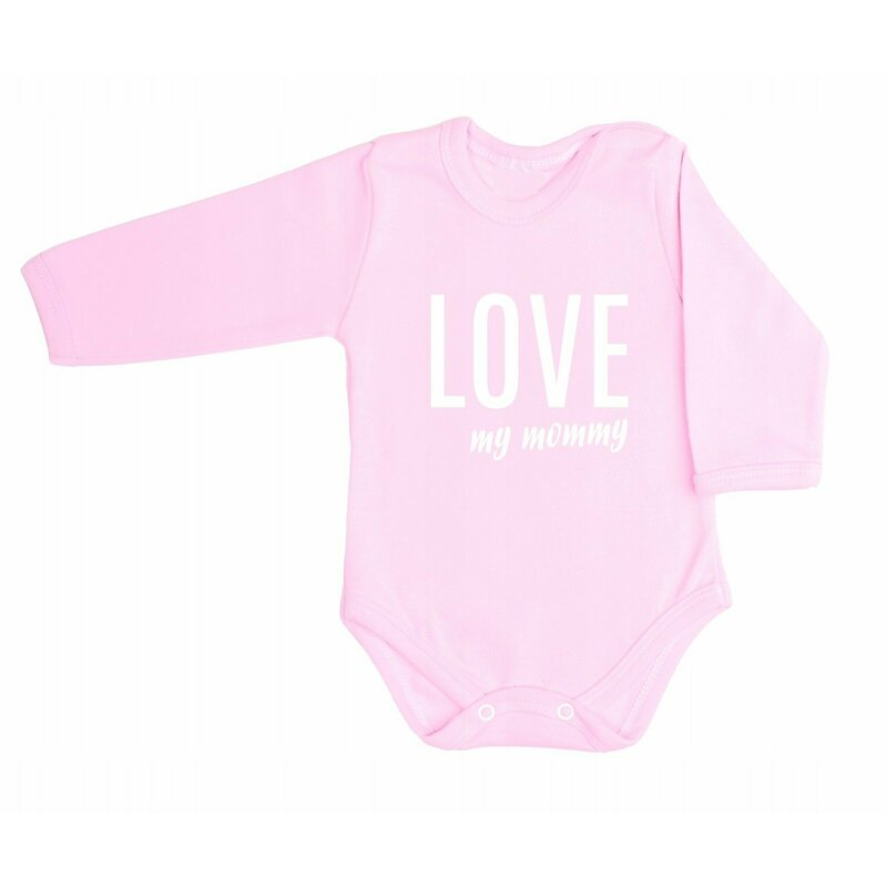 Body cu maneca lunga, Love my mommy, Material certificat Oeko Tex Standard 100, Din bumbac, Marime 56, Pink