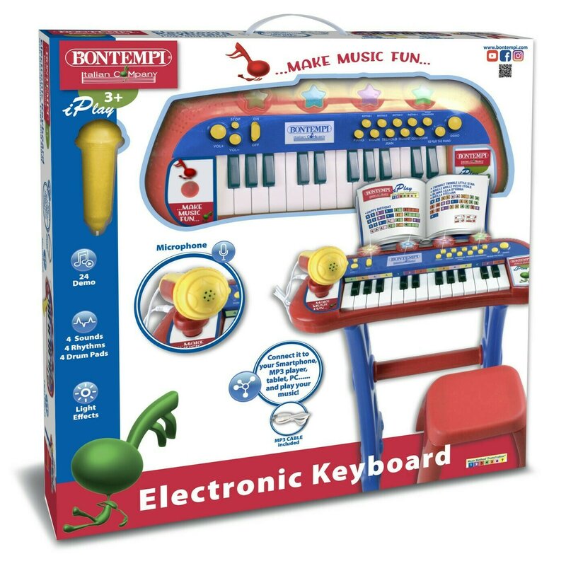 Bontempi - orga electronica cu microfon si scaun rosie
