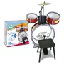 Set de tobe, Bontempi, Toba bas cu pedala si 2 tobe laterale, Cu bete si scaun incluse, Sunete realiste, 50x50x68 cm, 36 luni+, Black/Red - 1