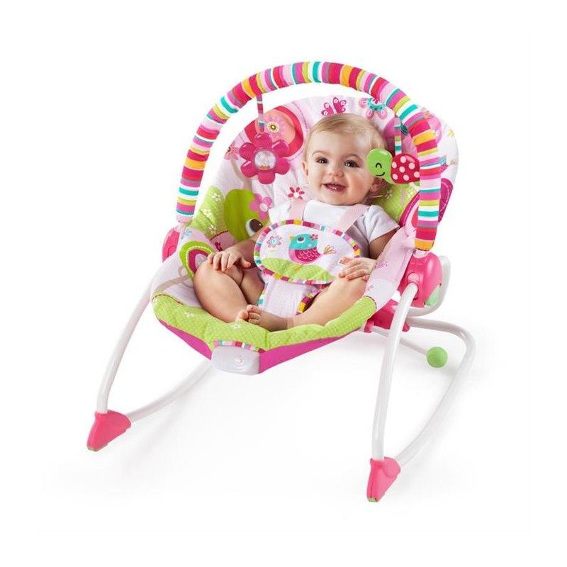 Bright starts - balansoar cu vibratii 2 in 1 raspberry garden