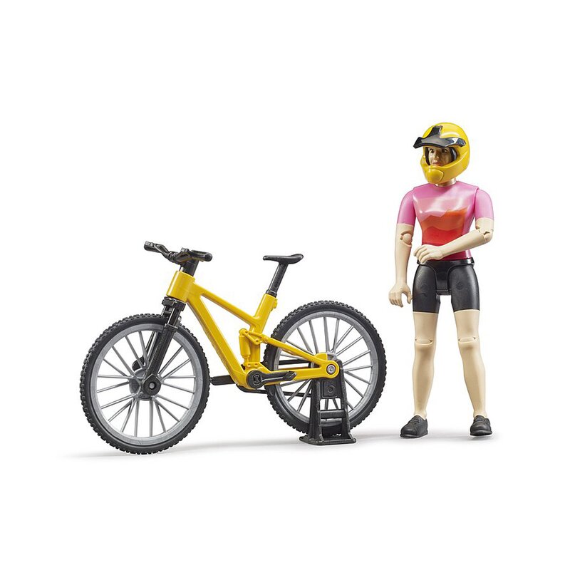 Bruder - figurina ciclista , cu bicicleta de munte