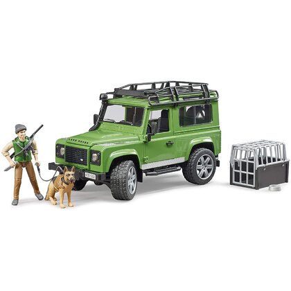 BRUDER - Masina De teren Land Rover Defender , Cu caine, Cu padurar