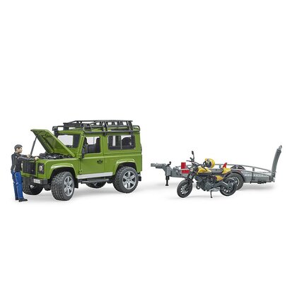 BRUDER - Set vehicule Masina de teren Land Rover Defender , Cu remorca, Cu motocicleta Ducati