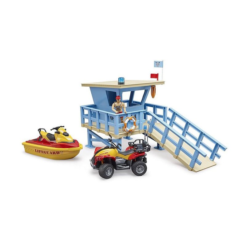 Bruder - set de joaca statie de salvamari , cu figurine, cu ambarcatiuni