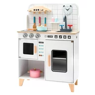 Bucatarie copii, Baby Mix, Din lemn, Cu accesorii, 85x60x28 cm, Conform cu EN 71-1,2,3, 3 ani+, White