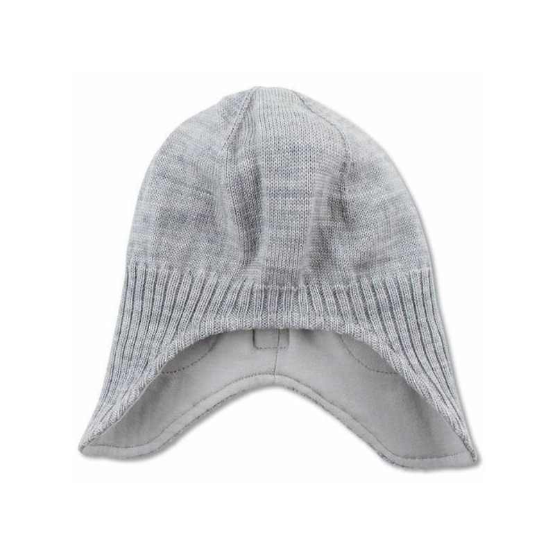 Caciula copii lana merinos tricotata superwash captusita cu bumbac - nordic label - grey melange 4-8 ani