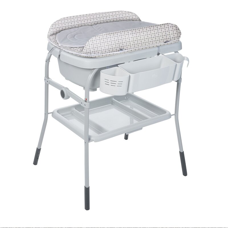 Cadita de baie, Chicco, Cu suport si masa de infasat, Pliabila, Pana la 15 kg, Reductor moale, Cu spatii de depozitare, Reglabil pe inaltime, 108,5/113,5 x 83,5 x 80,8 cm, 0 luni+, Stone