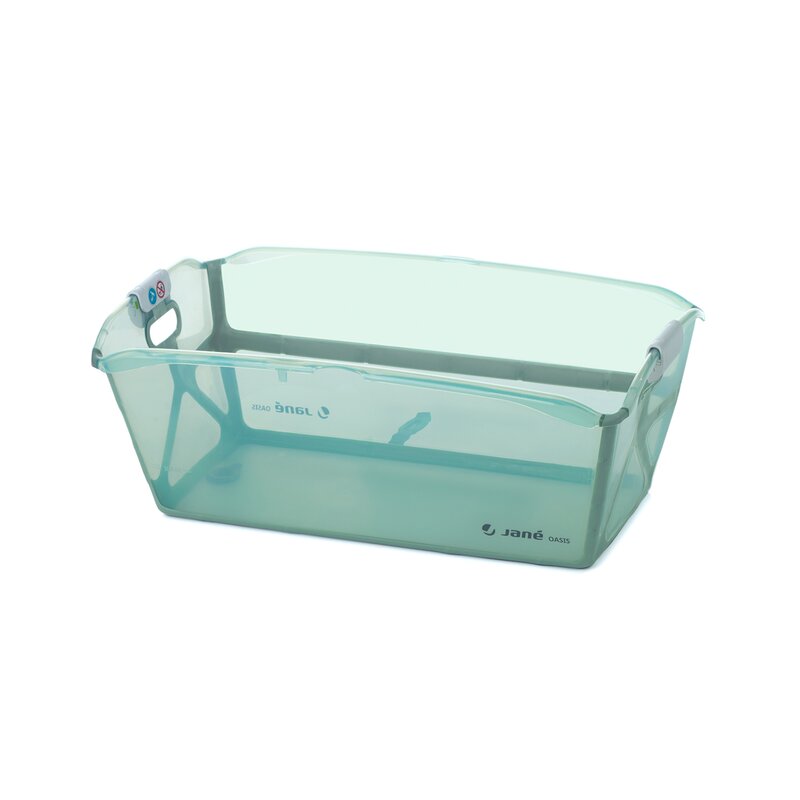Cadita de baie cu pliere ultra-compacta, Jane, Oasis, Cu doua manere, 68 x 42 x 26 cm, Conform cu standardul european de siguranta EN 17072:2018, Botanic