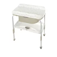 Cadita de baie cu suport, Jane, Flip Cu 2 pozitii anatomice, Cu masuta de infasat, Cu tavita si compartimente pentru  accesorii, Conform cu standardele europene EN 17072:2018EN 12221:2008+A1:2013, Iris