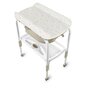 Cadita de baie cu suport, Jane, Flip, Cu 2 pozitii anatomice, Cu masuta de infasat, Cu tavita si compartimente pentru  accesorii, Conform cu standardele europene EN 17072:2018EN 12221:2008+A1:2013, Iris - 2