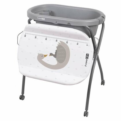 Cadita de baie, FreeON, Swan, Cu hamac pentru nou nascut si masa de infasat, Cu roti, Cu suport metalic, Conform cu standardul european de securitate EN 12221-1:2008+A1:2013, EN 17072:2018
