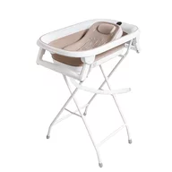 Cadita de baie pliabila, Primabobo, Senso, Cu suport metalic, Cu termometru electronic, Cu dop si furtun pentru scurgere, Antiderapanta, 77×51 cm, Bej