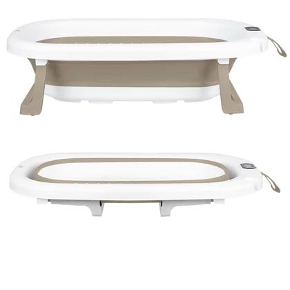 Cadita pliabila, Primabobo, Milo, Cu termometru, dop si suport anatomic, De la nastere, Pana la 25 kg, Conform cu standardul european de securitate EN71, 75 x 44 x 20 cm, Cappuccino