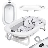 Cadita pliabila, Primabobo, Milo, Cu termometru, dop si suport anatomic, De la nastere, Pana la 25 kg, Conform cu standardul european de securitate EN71, 75 x 44 x 20 cm, Gri