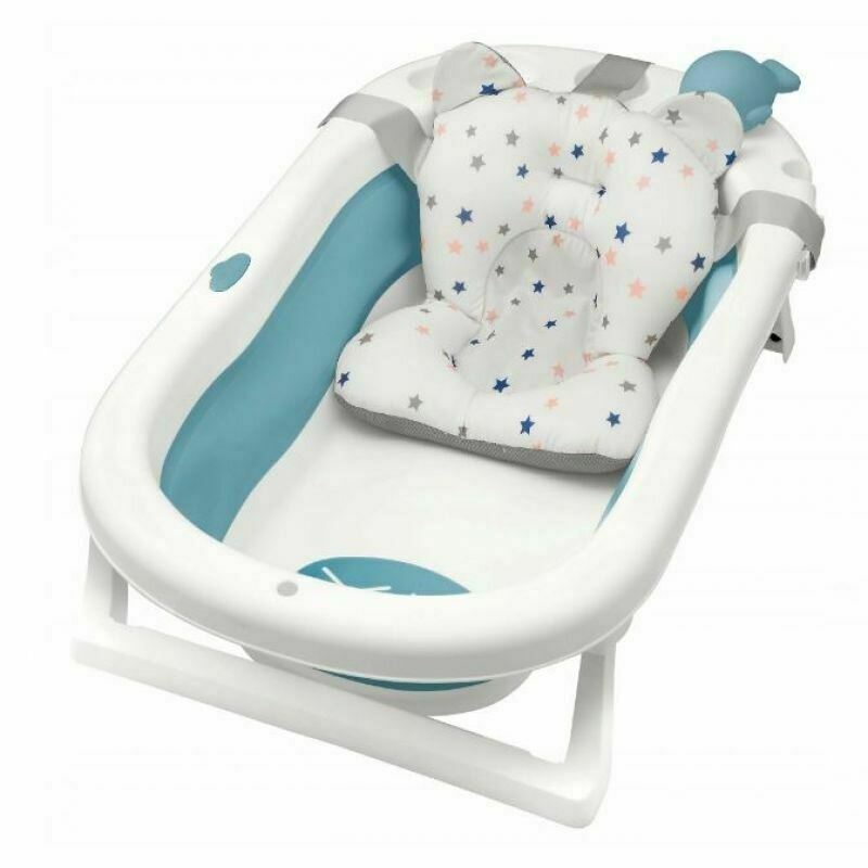 Primabobo - cadita pliabila xl kasia, cu dop, suport anatomic si jucarie detasabila, conform cu standardul european de securitate en71, 89 x 51 x 23 cm, albastru