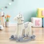 Calut balansoar, Baby Mix, Unicorn, Cu melodii si roti, Materiale moi si placute la atingere, 64x35x60 cm, 18 luni+, White - 3