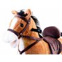 Calut balansoar, Jokomisiada, Cu platforma din lemn, Cu sunete de galop, Din plus moale, 70x73x28 cm, Alimentare pe baza de baterii, 3 ani+, Light Brown - 2