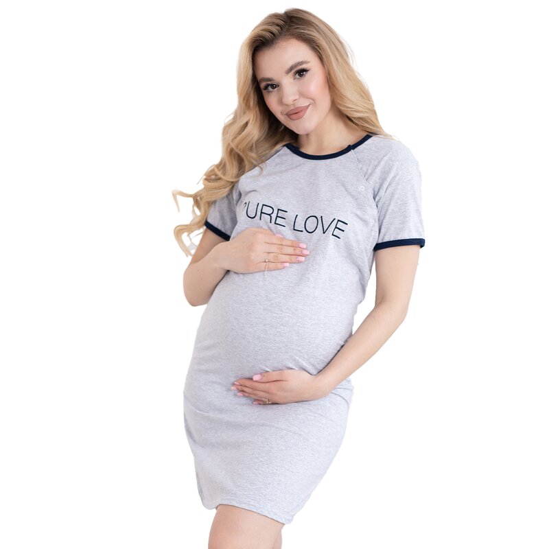 Camasa alaptat, Purelove, Din bumbac, Cu capse oblice, Masura XXXL, Grey