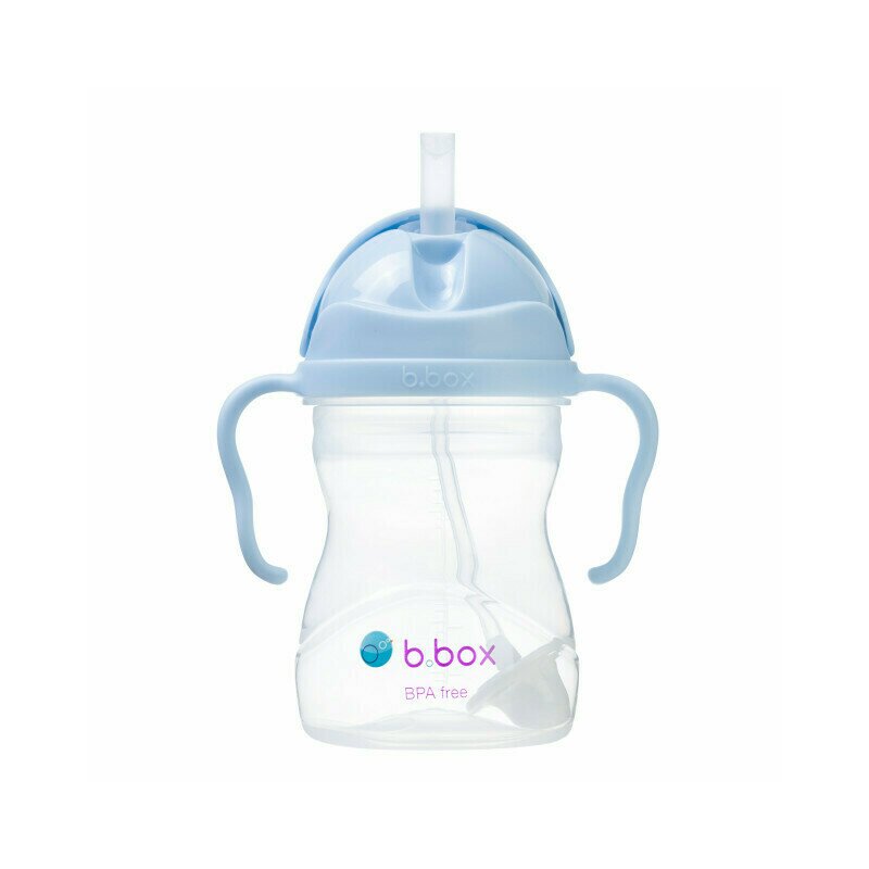 B.box - Cană cu pai de la , 240 ml, +6 luni, bleu bubblegum
