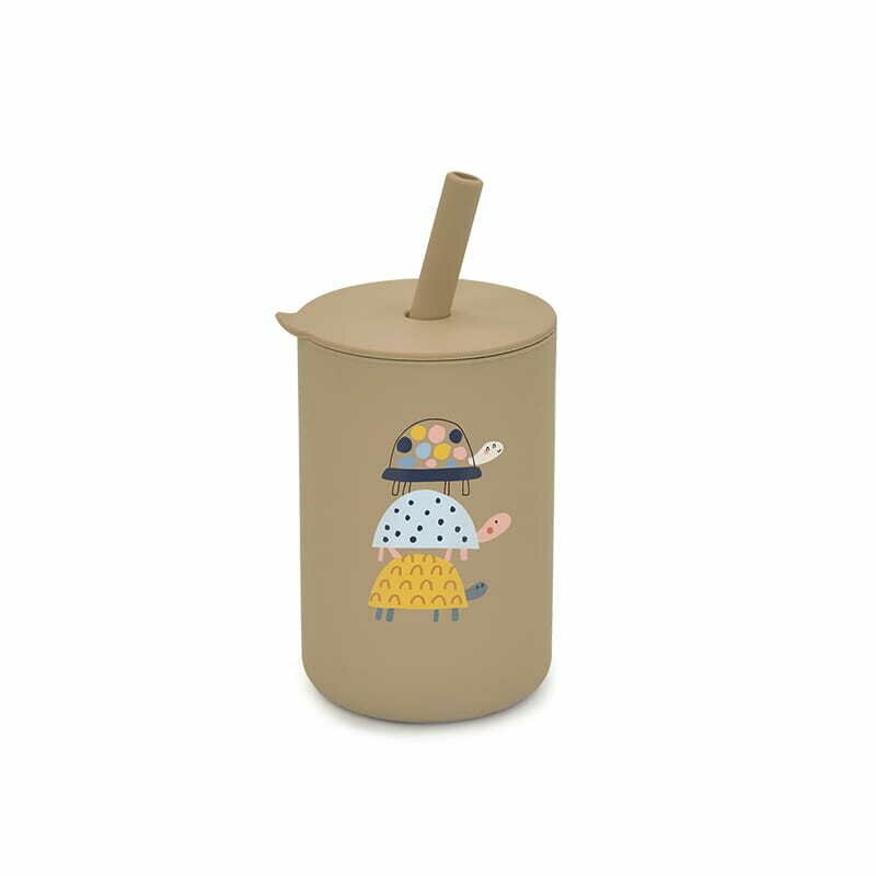 Cana din silicon, Bocioland, Cu pai, 150 ml, Fara BPA, 6 luni+, Turtles