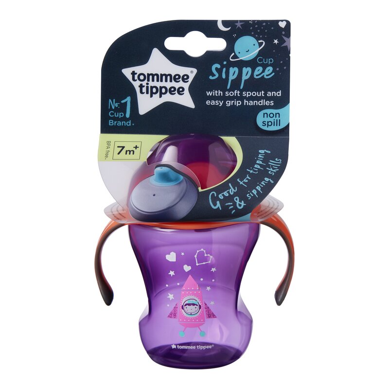 Tommee tippee - cana easy drink, 260 ml, 7 luni+, racheta mov
