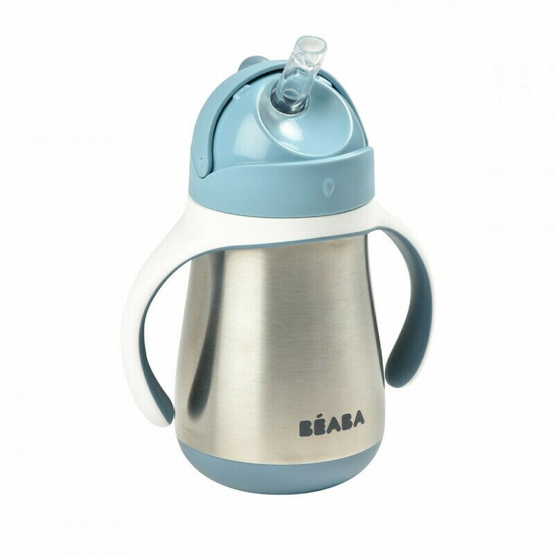 Beaba - Cana inox cu pai 250ml - Albastru