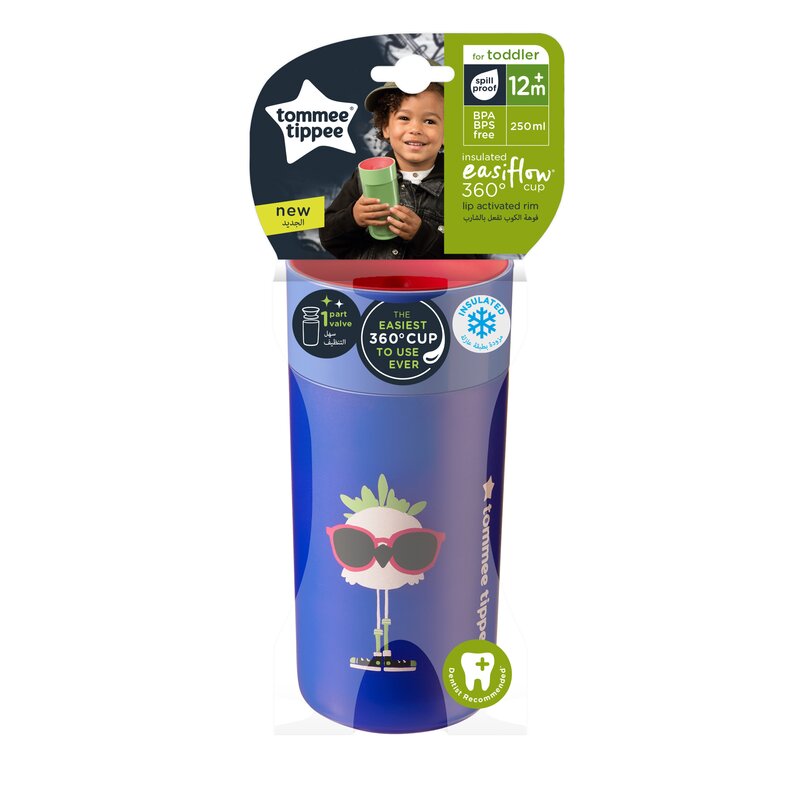 Tommee tippee - canuta 360 easy flow izoterma , 250 ml, albastru