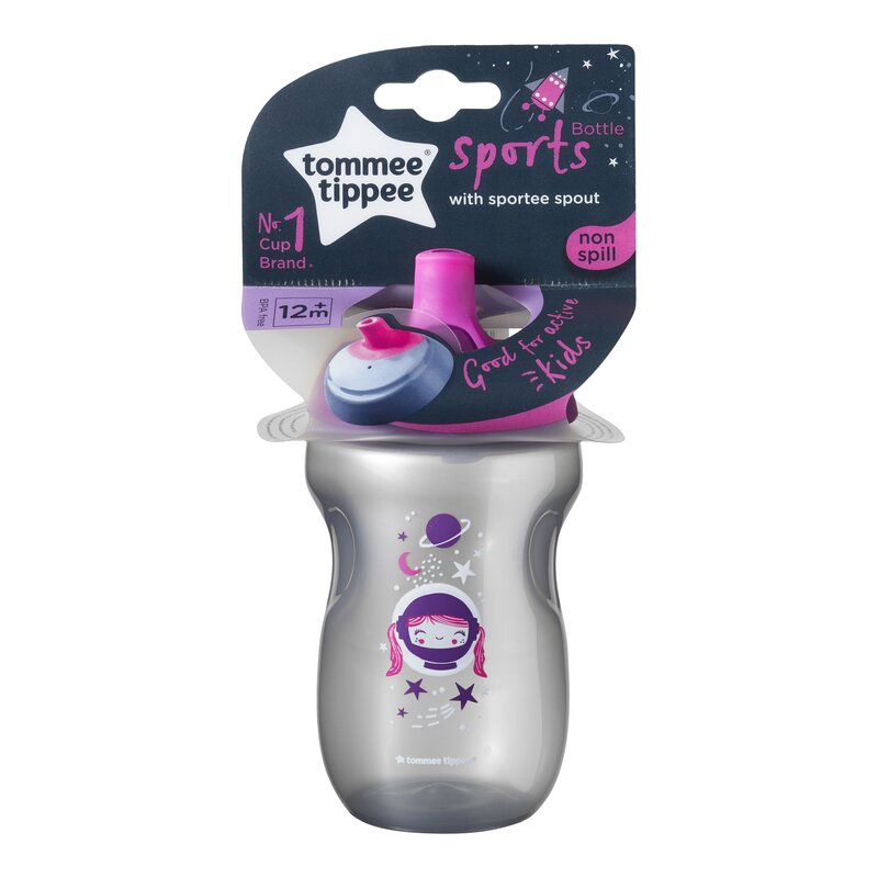 Tommee tippee - cana sports explora, 300 ml, 12 luni +, cosmos, roz/violet