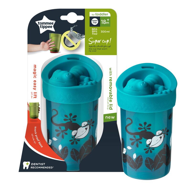 Tommee tippee - canuta soparlita,soparlita cu capac, 300 ml no knock, verde