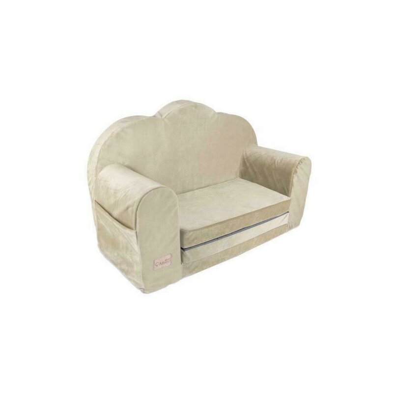 Klups - canapea catifea , extensibila din spuma, 74x35 cm, bej