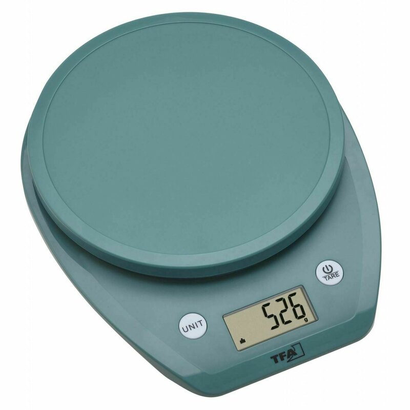 Tfa - cantar digital de bucatarie mochi cu display lcd, capacitate 5 kg, turcoaz, 50.2007.20