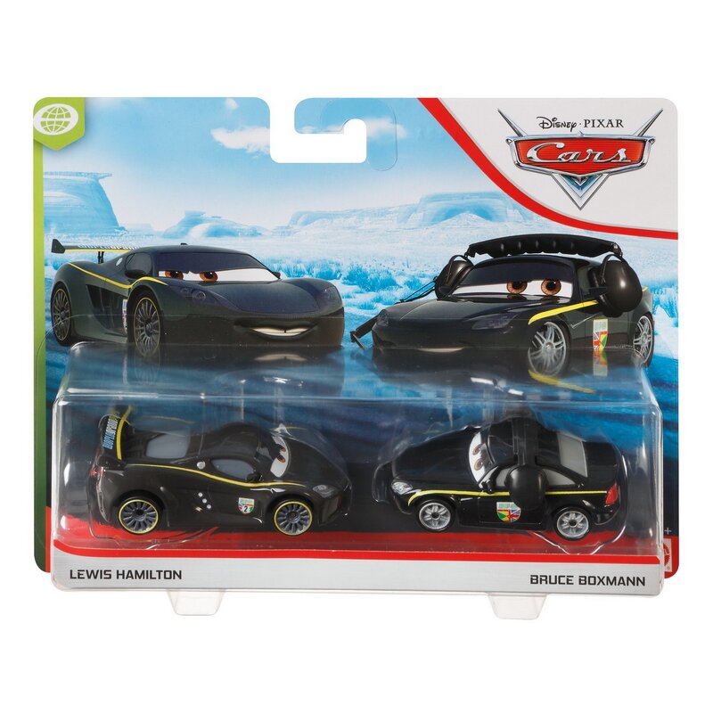 Mattel - cars3 set 2 masinute metalice lewis hamilton si bruce boxmann