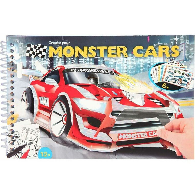 Depesche - carte de colorat cu stickere monster cars pt11884