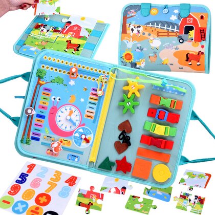 Carticica senzoriala Busy Book, Din fetru, Cu multiple activitati