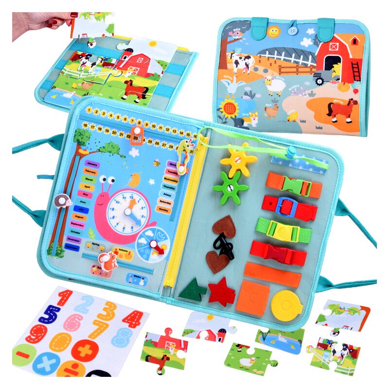 Carticica senzoriala Busy Book, Din fetru, Cu multiple activitati