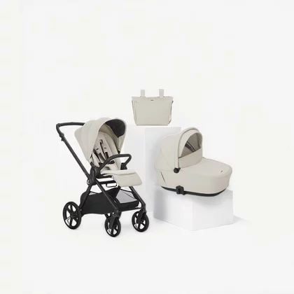 Carucior 2 in 1, Jane, Muum 5, Premium, Cadru din aluminiu, Cu landou, Reversibil, Pana la 22 kg, Conform cu EN 1888-2:2018+A1:2023, Sand II