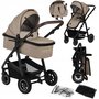 Carucior 2 in 1, Lionelo, Amber, Cadru aluminiu, Cu landou intarit si salteluta moale, Reversibil, Maner ajustabil, Huse pentru picioare, ploaie, Plasa de tantari, Geanta parinti, Pana la 22 kg, EN1888-1, EN1888-2, EN1466, Bej - 4