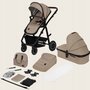 Carucior 2 in 1, Lionelo, Amber, Cadru aluminiu, Cu landou intarit si salteluta moale, Reversibil, Maner ajustabil, Huse pentru picioare, ploaie, Plasa de tantari, Geanta parinti, Pana la 22 kg, EN1888-1, EN1888-2, EN1466, Bej