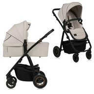 Carucior 2 in 1, Lionelo, Amber Plus, Cadru aluminiu, Cu landou intarit si salteluta moale, Reversibil, Maner ajustabil, Cu accesorii, Cu ventilatie panoramica 3D, Pana la 22 kg, EN1888-1, EN1888-2, EN1466, Bej