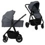 Carucior 2 in 1, Lionelo, Amber Plus, Cadru aluminiu, Cu landou intarit si salteluta moale, Reversibil, Maner ajustabil, Cu accesorii, Cu ventilatie panoramica 3D, Pana la 22 kg, EN1888-1, EN1888-2, EN1466, Gri inchis - 1