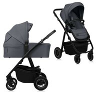 Carucior 2 in 1, Lionelo, Amber Plus, Cadru aluminiu, Cu landou intarit si salteluta moale, Reversibil, Maner ajustabil, Cu accesorii, Cu ventilatie panoramica 3D, Pana la 22 kg, EN1888-1, EN1888-2, EN1466, Gri inchis
